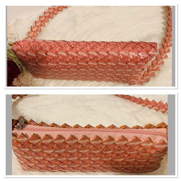 Vintage Handmade Recycled Pink Bubble Gum Wrapper Purse Crossbody Bag - Picture 7 of 8
